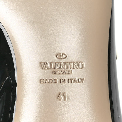 Valentino Garavani Patent Rockstud Ballerina Flats 41 Black Poudre 6 of 8