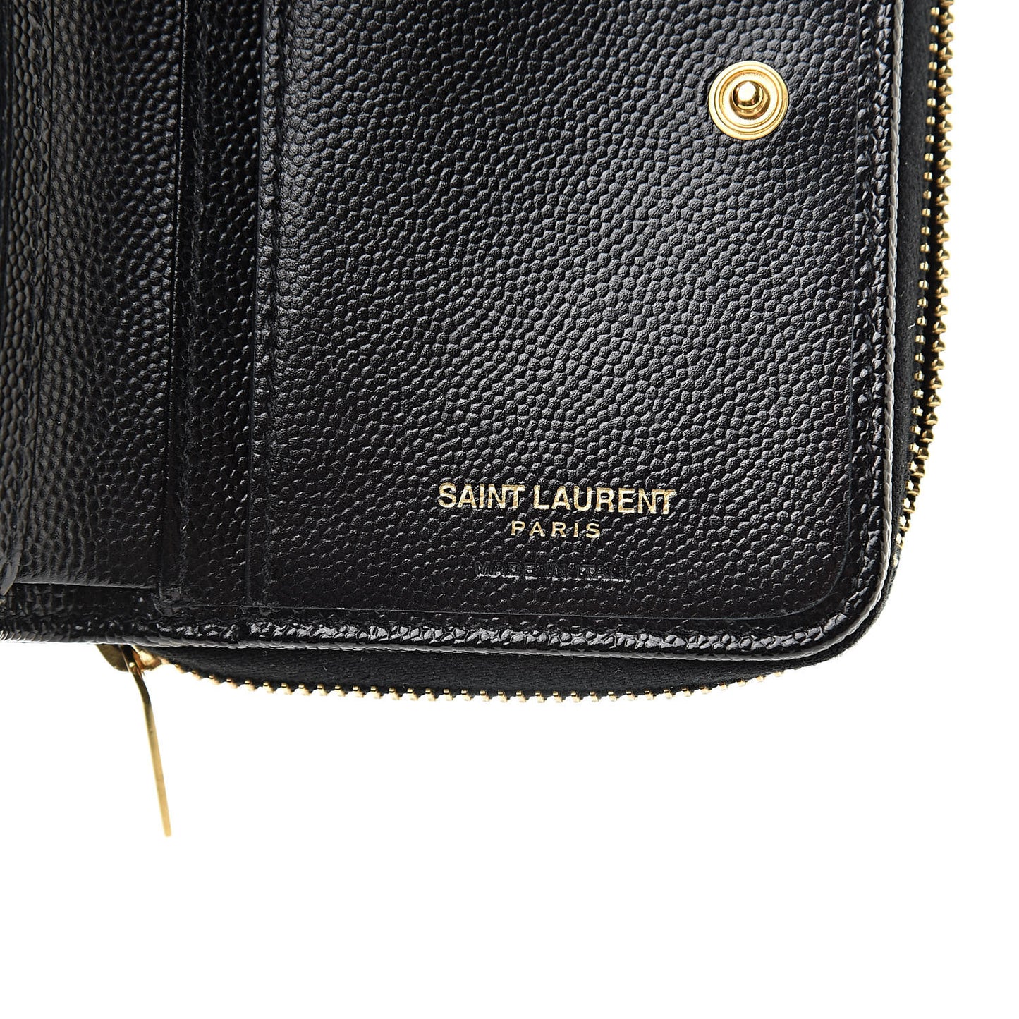 Grain De Poudre Matelasse Chevron Monogram Compact Zip Around Wallet Black
