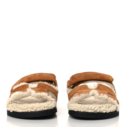 Hermes Suede Goatskin Woolskin Womens Chypre Sandals 36 Naturel Ecru 2 of 8