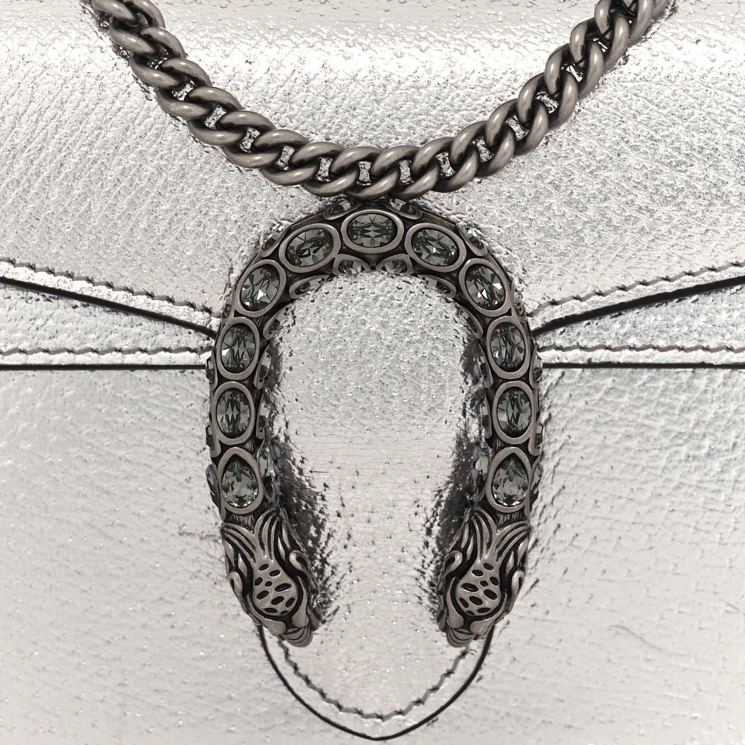 Gucci Metallic Calfskin Super Mini Dionysus Shoulder Bag Silver 7 of 10