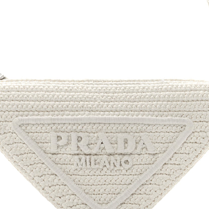 Prada Yarn Raffia Effect Crochet Triangle Shoulder Bag White 5 of 9