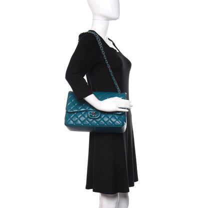 Chanel Lambskin Quilted Jumbo Double Flap Blue 3 of 12