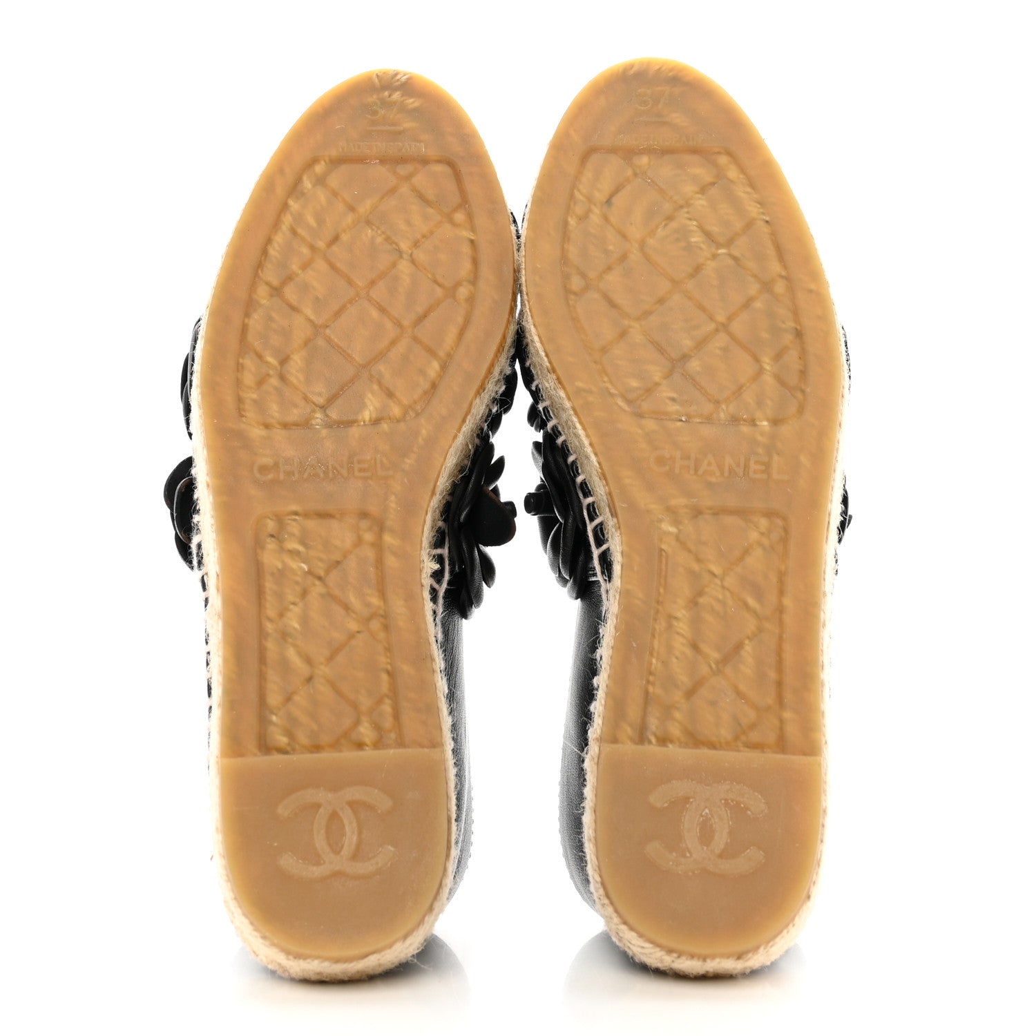 Chanel Lambskin Camellia CC Espadrilles 37 Black 5 of 7