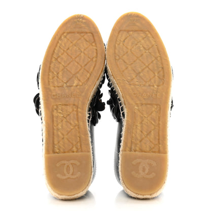Chanel Lambskin Camellia CC Espadrilles 37 Black 5 of 7