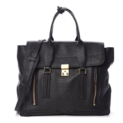 3.1 Phillip Lim 3.1 Textured Calfskin Medium Pashli Satchel Black 1 of 11
