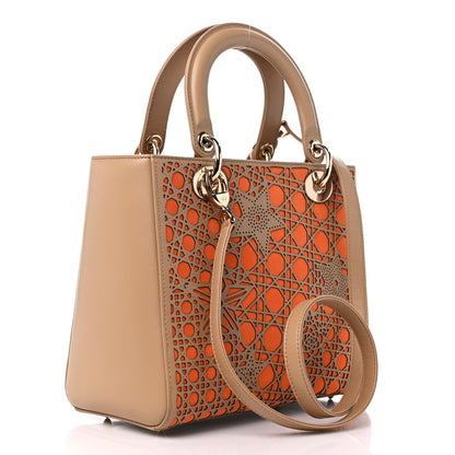 Christian Dior Calfskin Suede Cutout Stars Medium Lady Dior Beige Orange 2 of 9