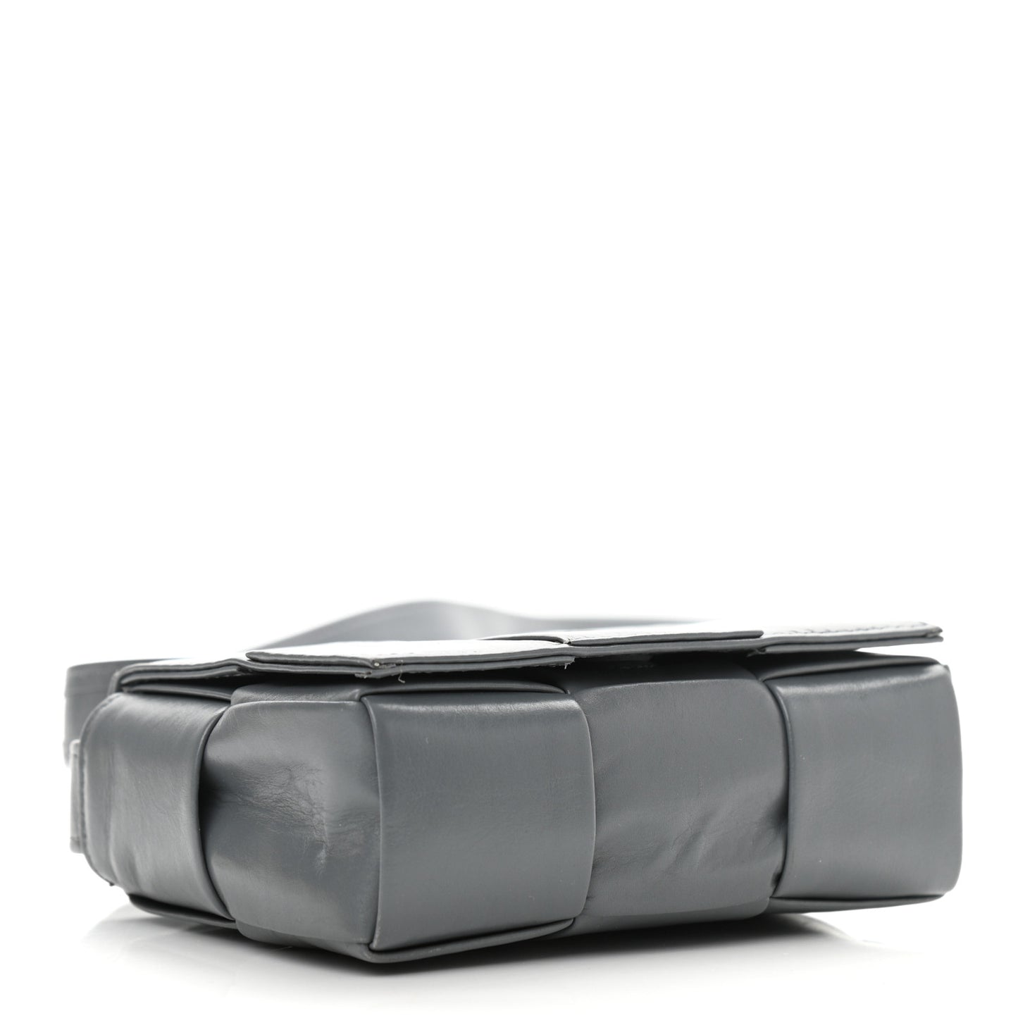 Crinkled Lambskin Maxi Intrecciato Extra Mini Cassette Crossbody Bag Grey