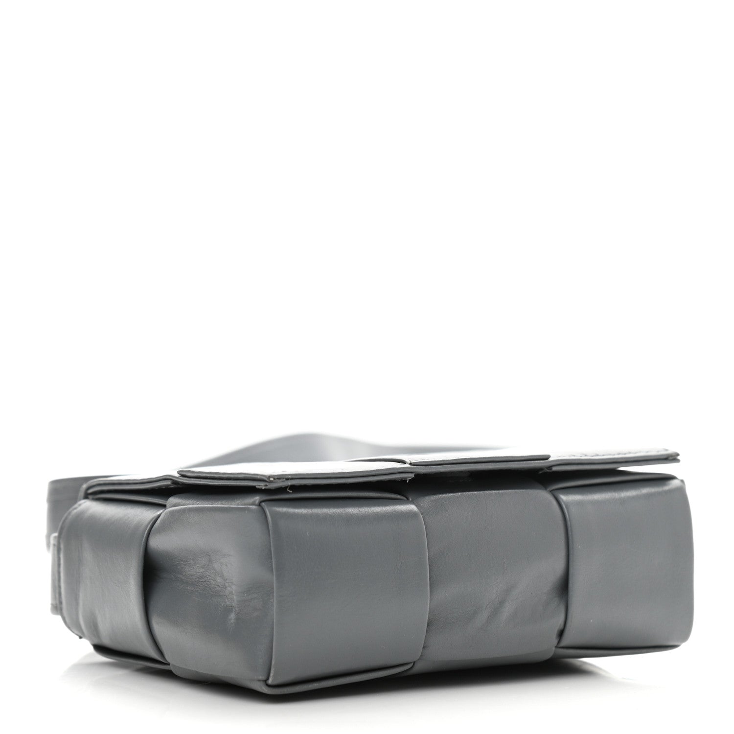 Bottega Veneta Crinkled Lambskin Maxi Intrecciato Extra Mini Cassette Crossbody Bag Grey 4 of 11