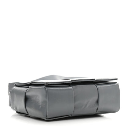 Bottega Veneta Crinkled Lambskin Maxi Intrecciato Extra Mini Cassette Crossbody Bag Grey 4 of 11