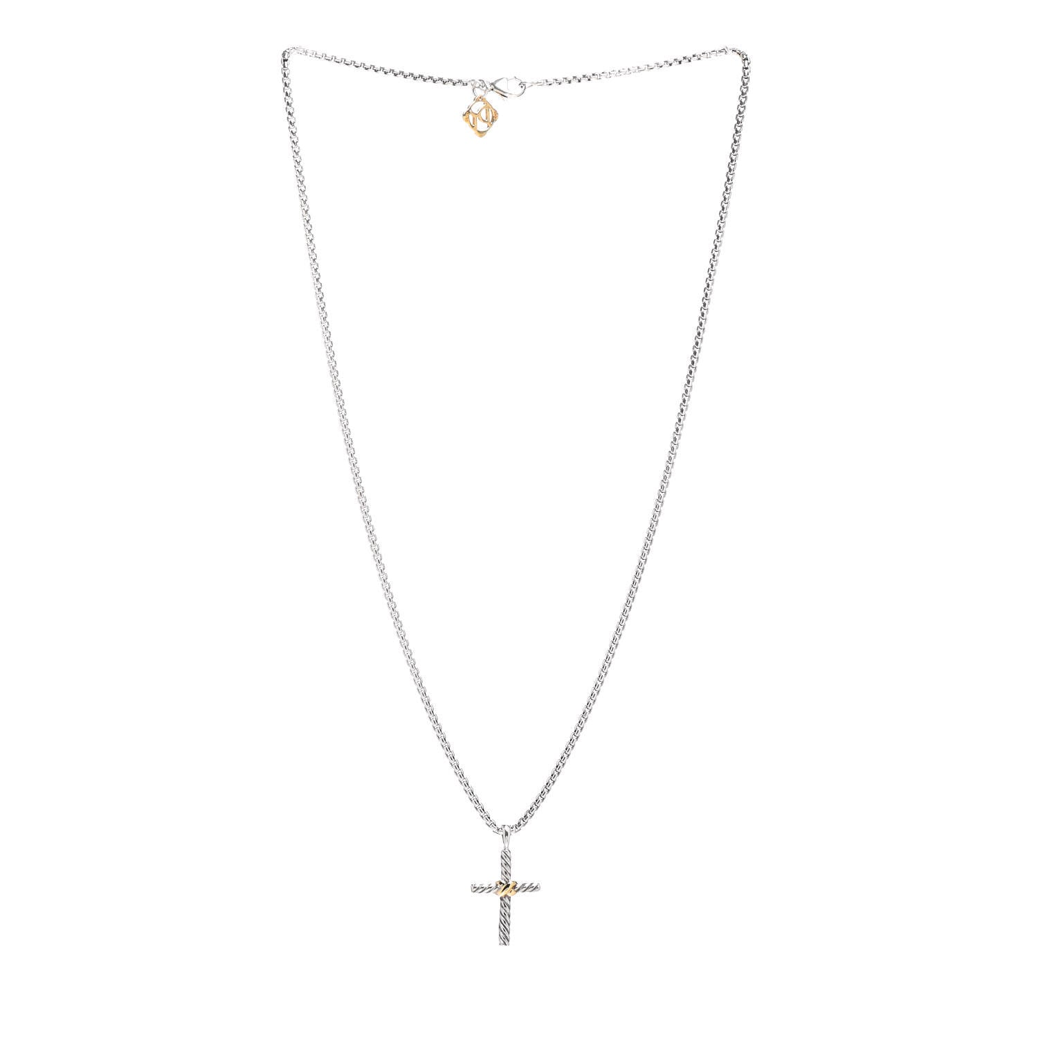 David Yurman Sterling Silver 14K Yellow Gold Petite X Cross Pendant Necklace 3 of 4