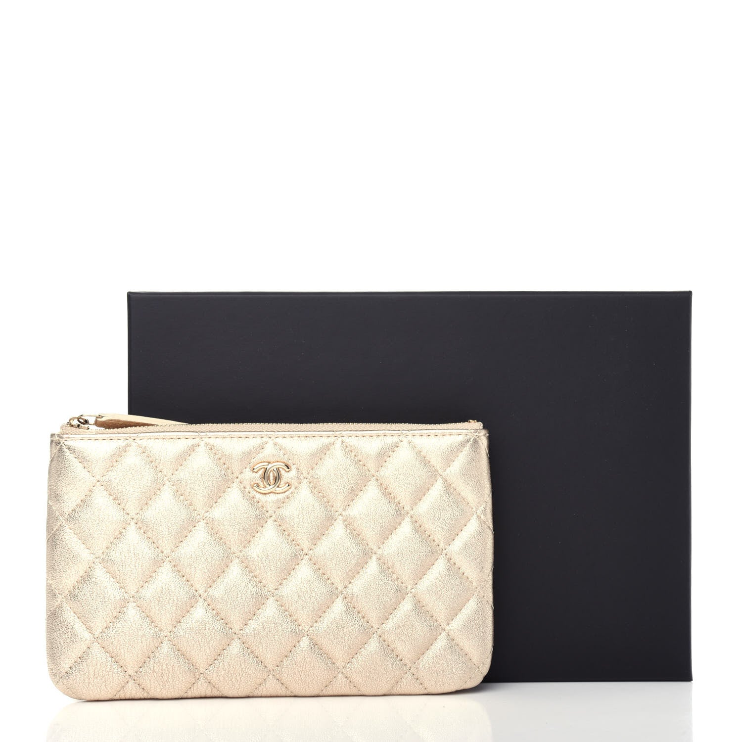 Chanel Metallic Lambskin Quilted Cosmetic Case Gold 8 of 8