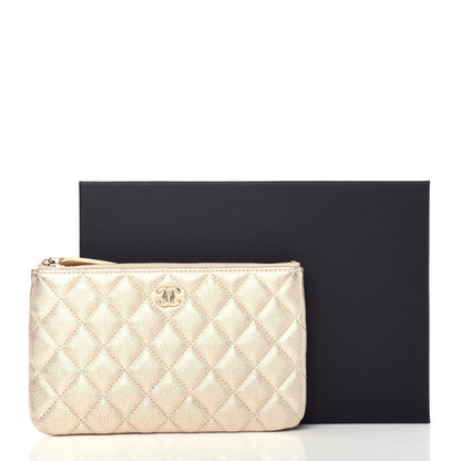 Chanel Metallic Lambskin Quilted Cosmetic Case Gold 8 of 8