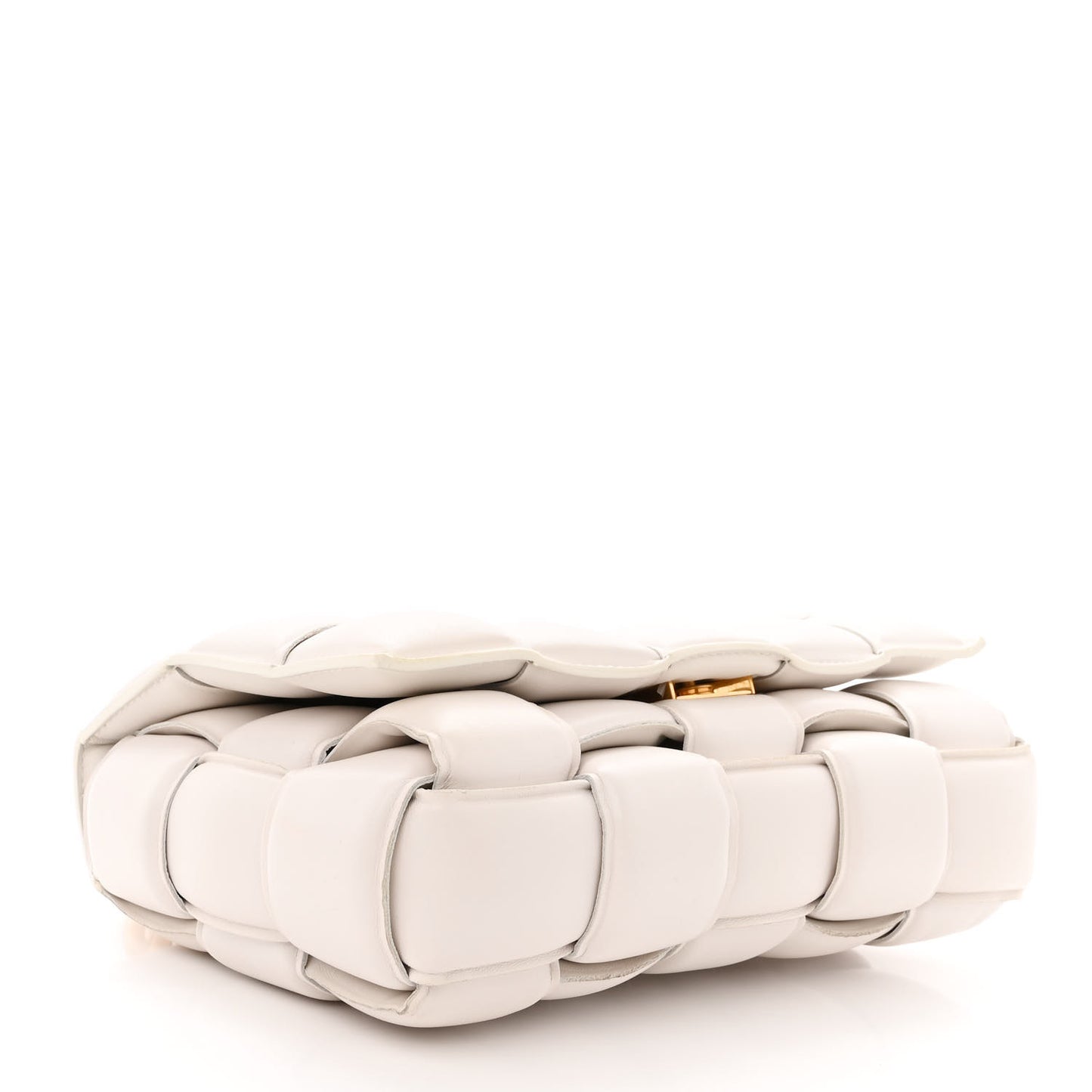 Lambskin Maxi Intreccio Padded Chain Cassette Crossbody Bag White