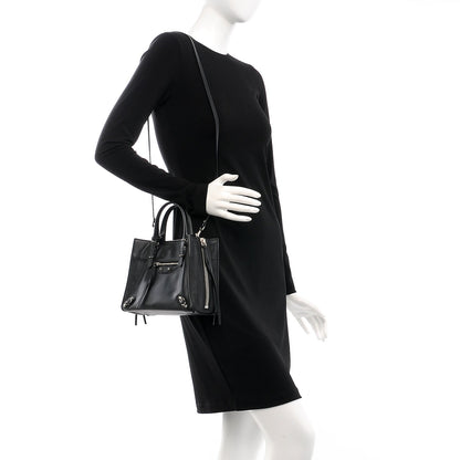 Balenciaga Grained Calfskin Papier Mini A4 Zip Around Tote Black 9 of 10