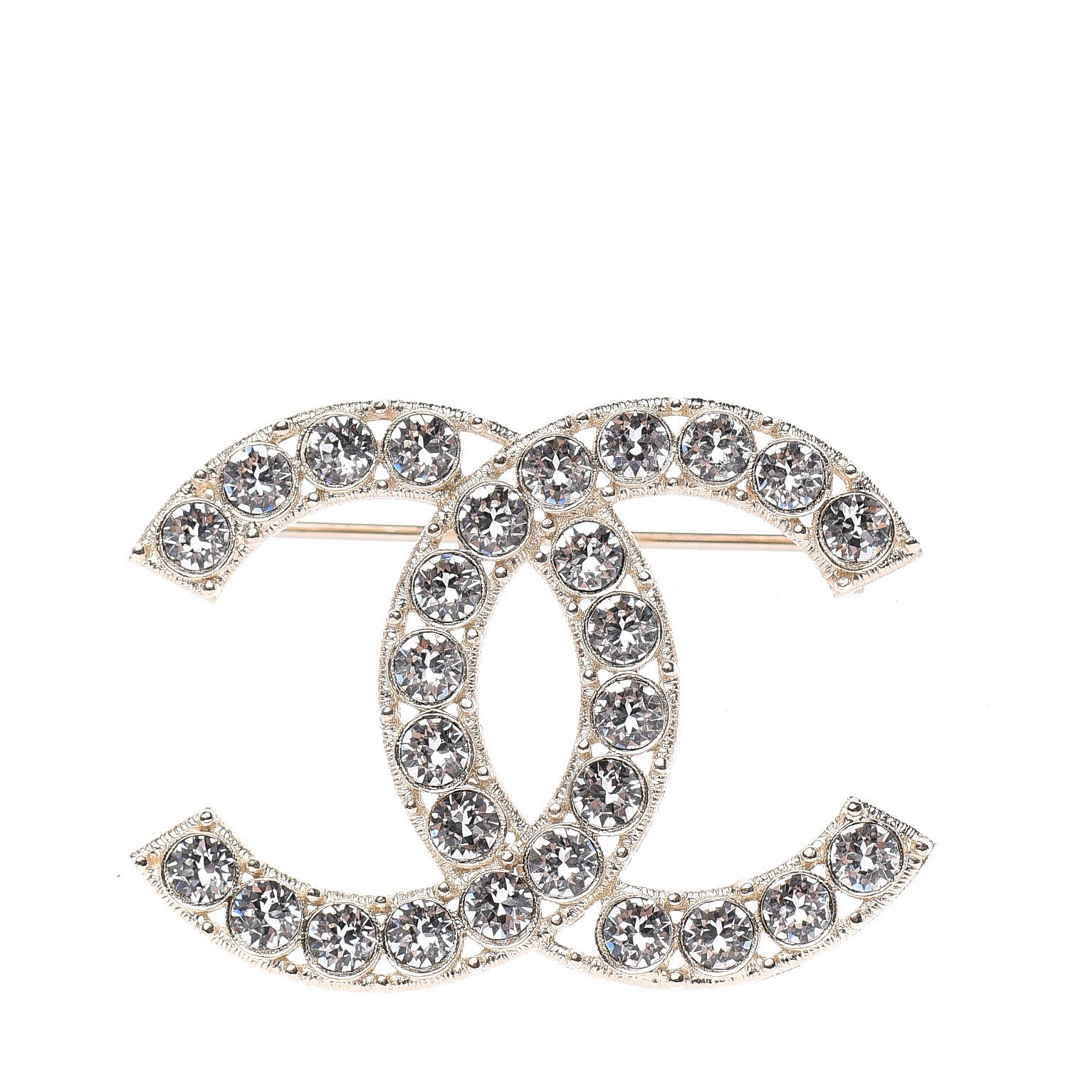 Chanel Crystal CC Brooch Light Gold 1 of 5