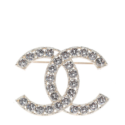 Chanel Crystal CC Brooch Light Gold 1 of 5