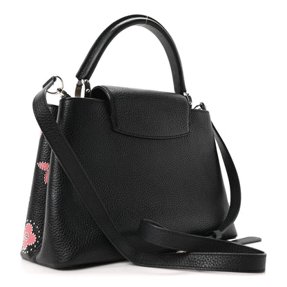 Louis Vuitton Taurillon Flowers Capucines PM Black 3 of 9