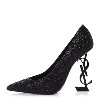 Saint Laurent Glitter Opyum Pumps 36 Black 1 of 9