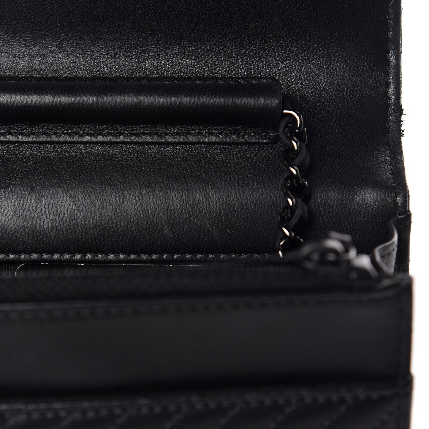 Lambskin Chevron Quilted Wallet On Chain WOC So Black