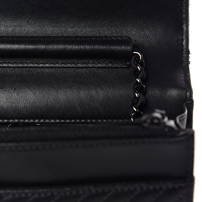 Chanel Lambskin Chevron Quilted Wallet On Chain WOC So Black 13 of 17