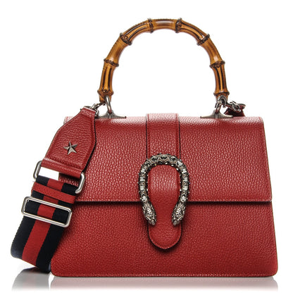 Gucci Dollar Calfskin Crystal Web Medium Dionysus Bamboo Top Handle Bag Hibiscus Red Black Diamond 1 of 7