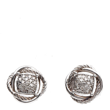 David Yurman Sterling Silver Diamond 13mm Infinity Earrings 1 of 5