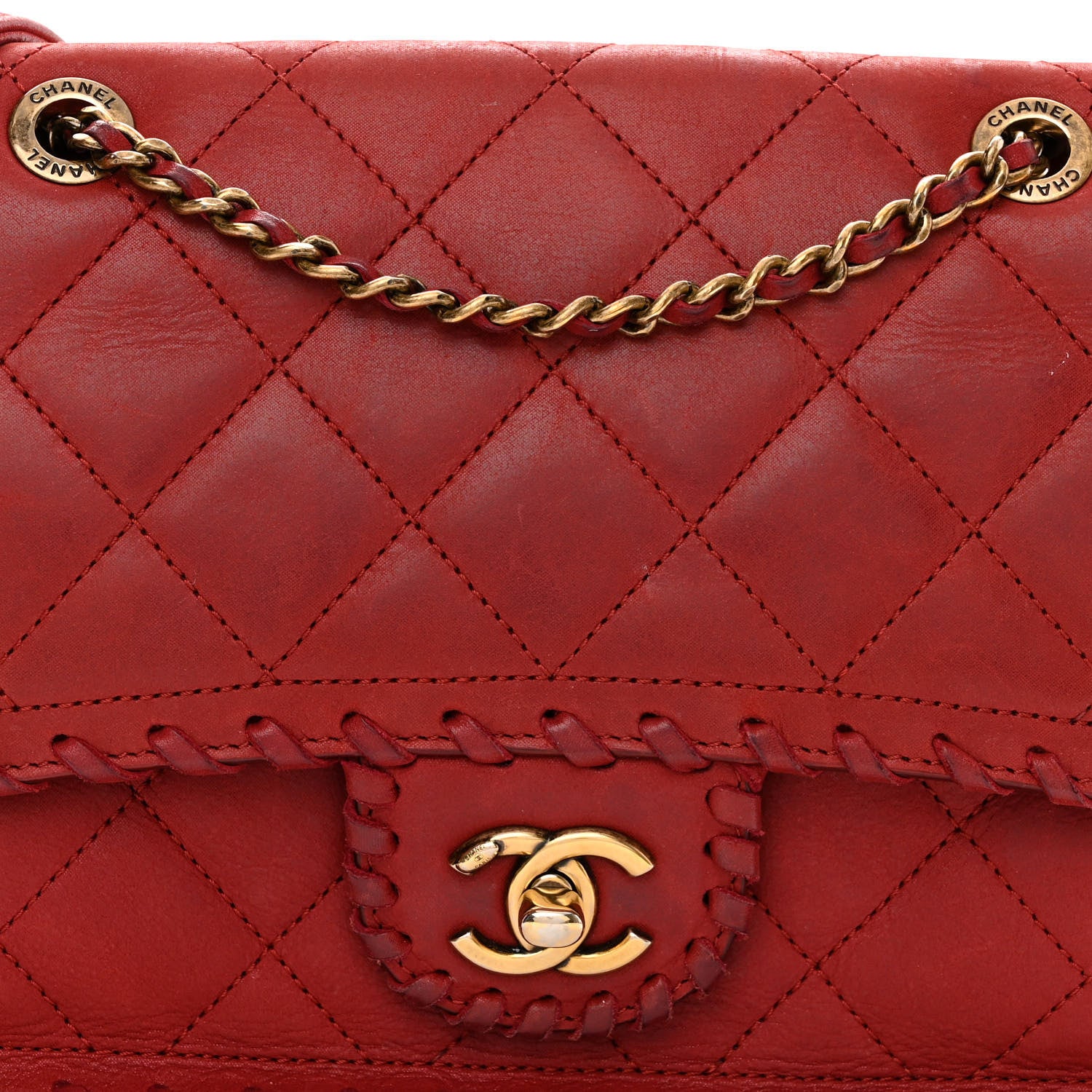 Chanel Iridescent Calfskin Small Happy Stitch Flap Red 8 of 12