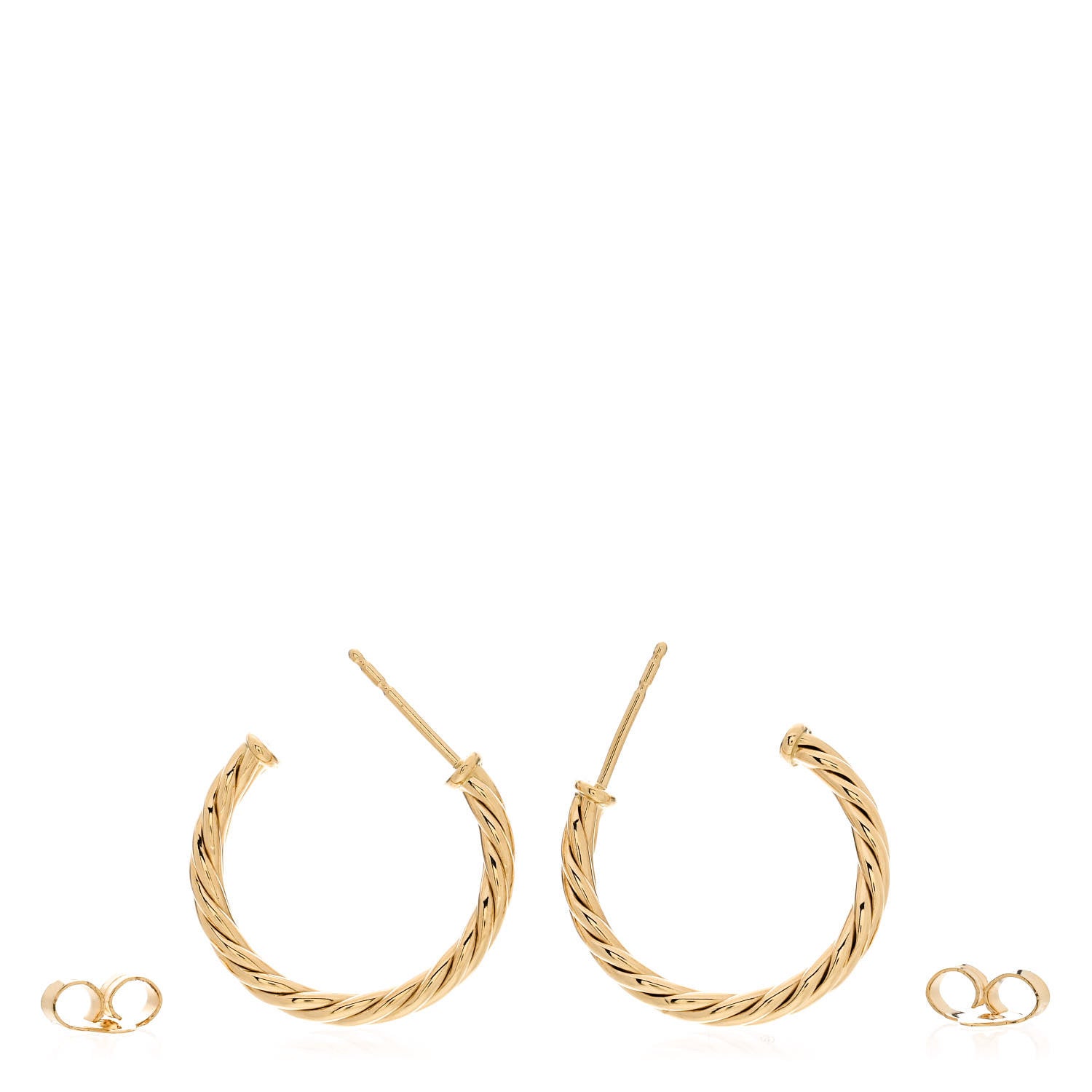 David Yurman 18K Yellow Gold Mini Cablespira Hoop Earrings 3 of 5