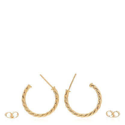 David Yurman 18K Yellow Gold Mini Cablespira Hoop Earrings 3 of 5