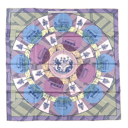 Hermes Silk Jeu Des Omnibus Remix Scarf 90 Parme Jaune Saufre Mauve 1 of 3