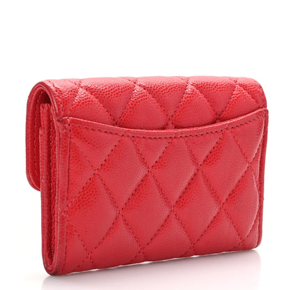 Chanel Caviar Quilted Flap Card Holder Wallet Red 3 of 10