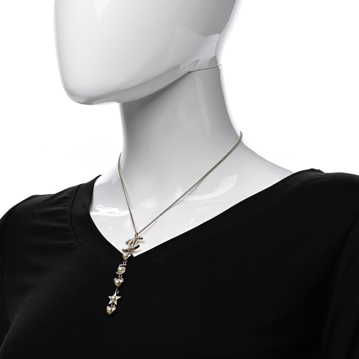 Crystal CC Charm Necklace Gold