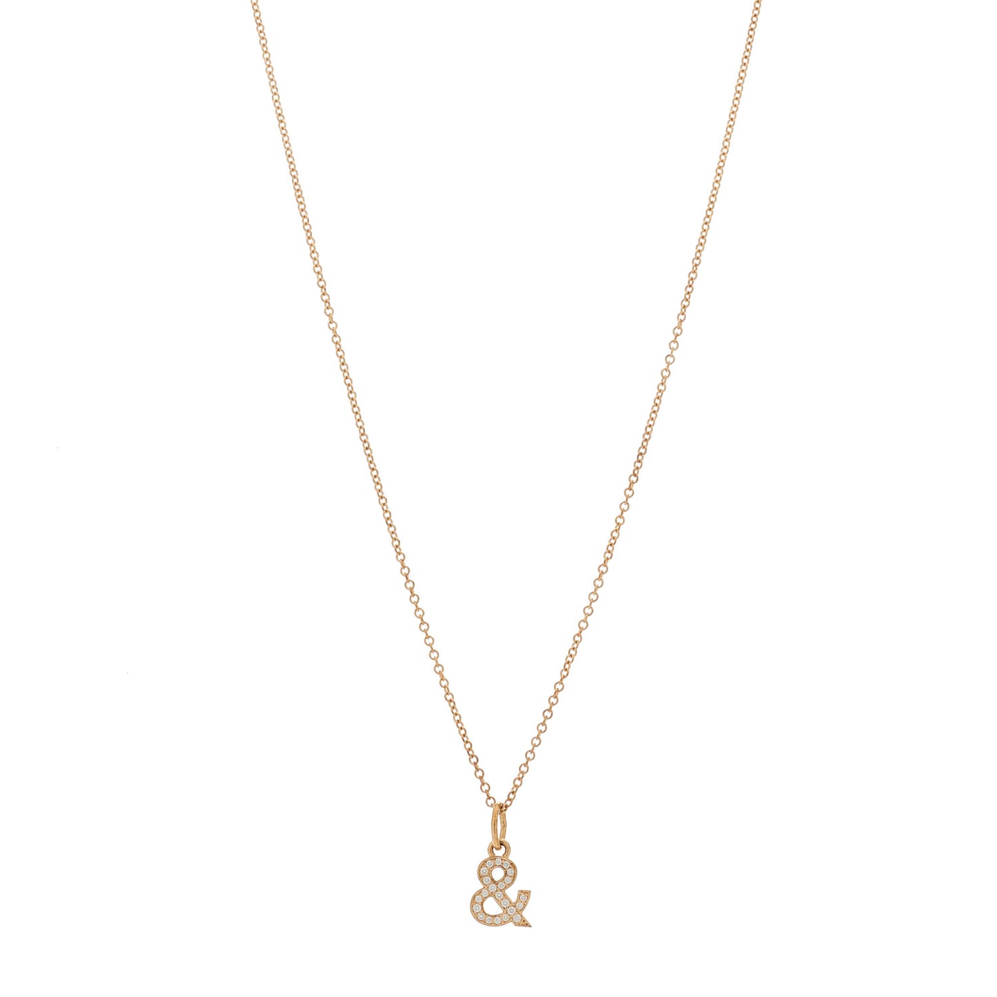 18K Rose Gold Diamond Small Ampersand Pendant Necklace