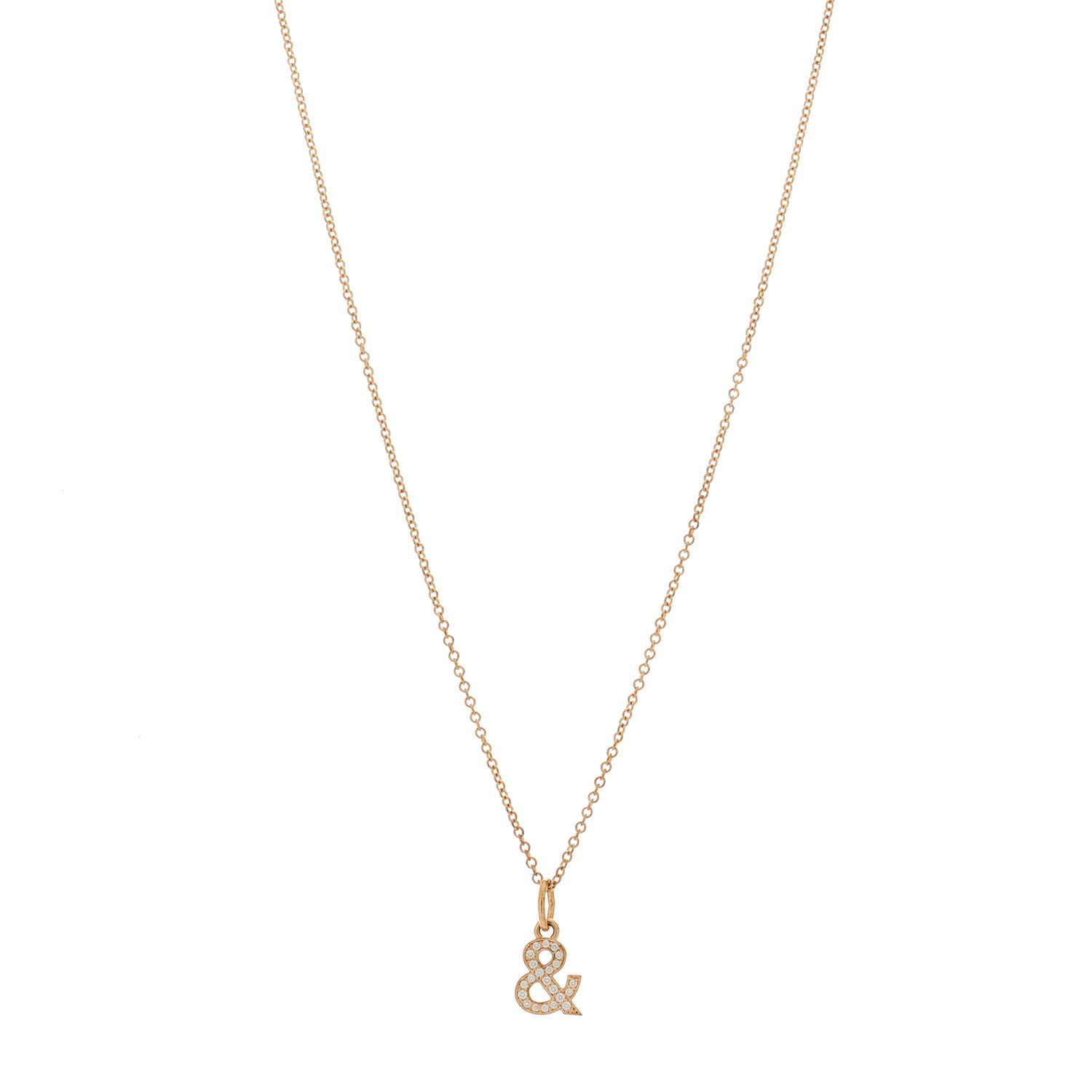 Tiffany 18K Rose Gold Diamond Small Ampersand Pendant Necklace 7 of 8