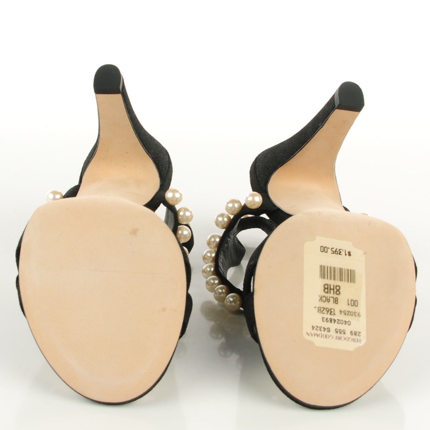 Pearl Trimmed Sandals Heels 38.5 Black