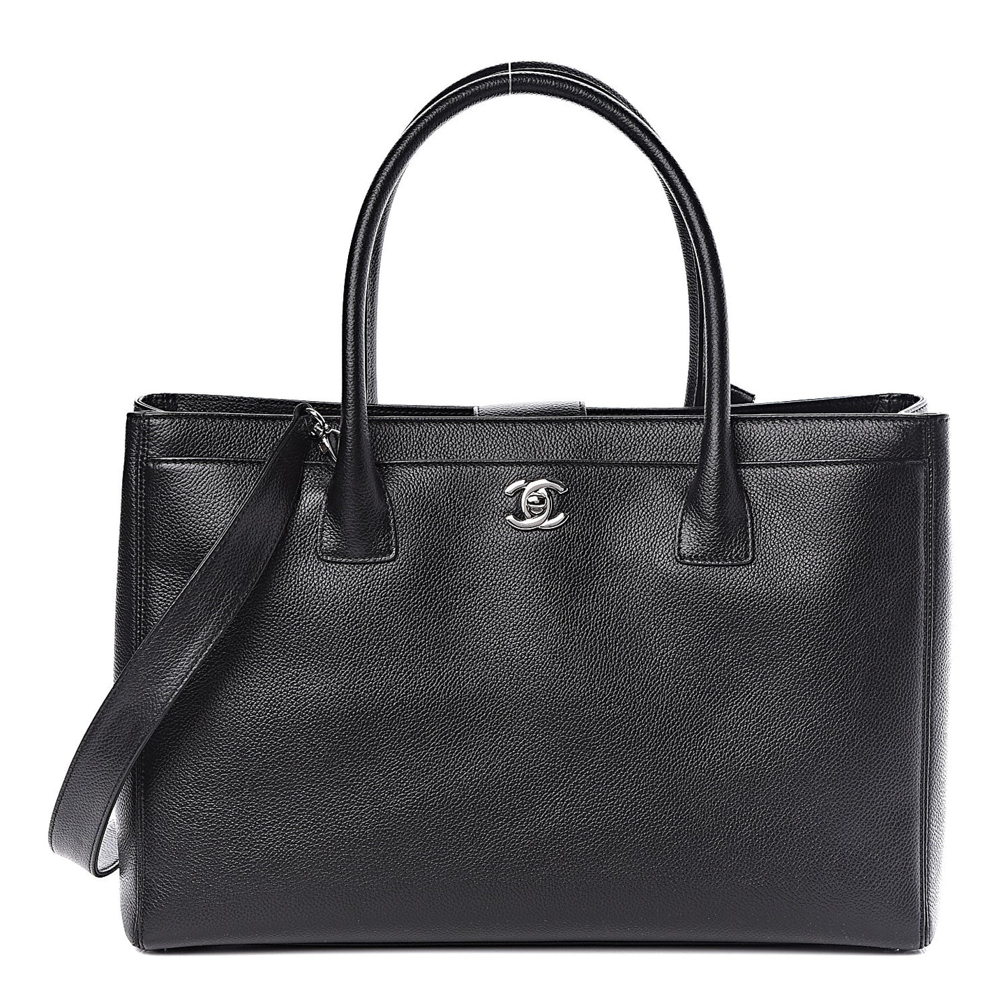 Calfskin Cerf Executive Shopper Tote Black