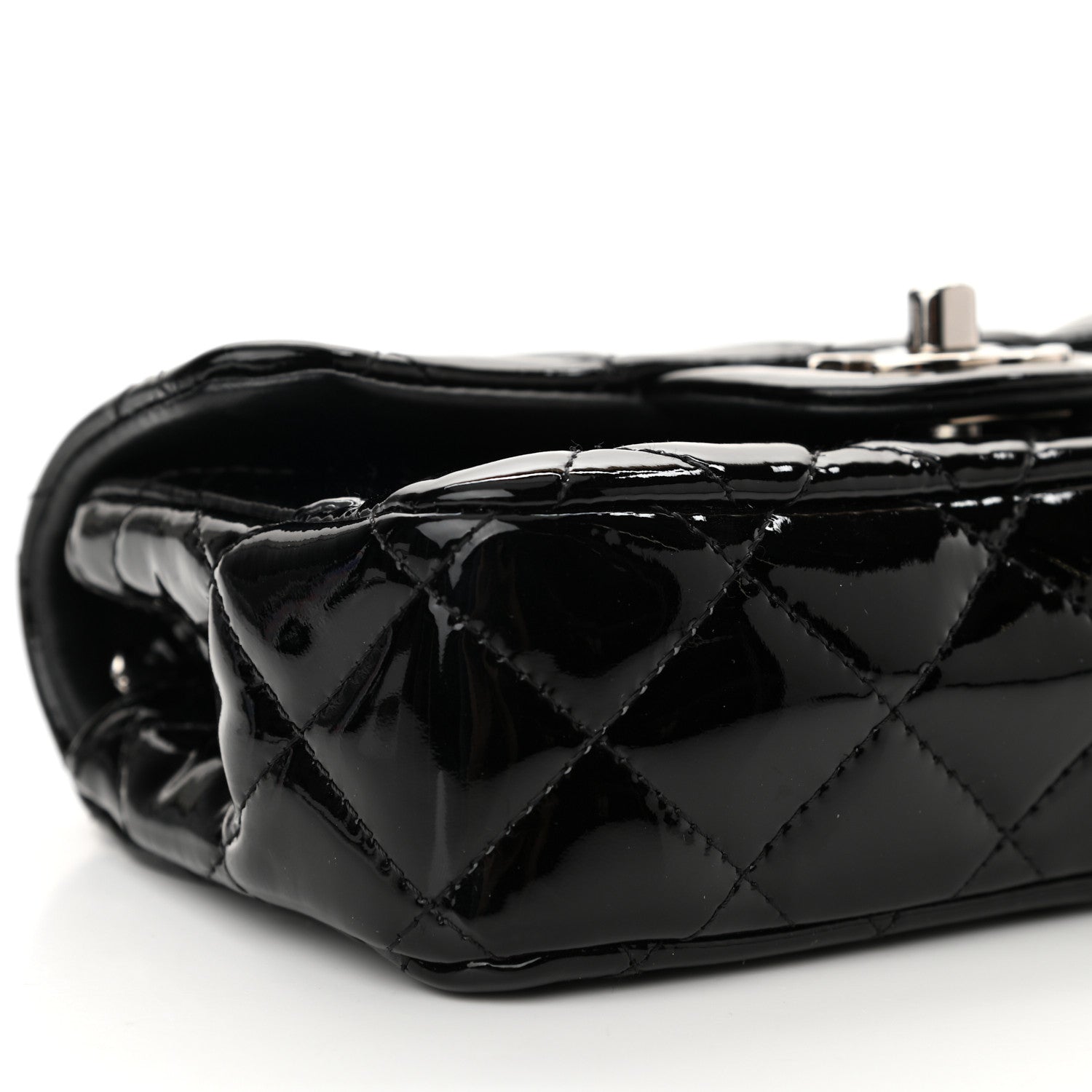 Chanel Patent Calfskin Quilted Extra Mini Rectangular Flap Black 9 of 10