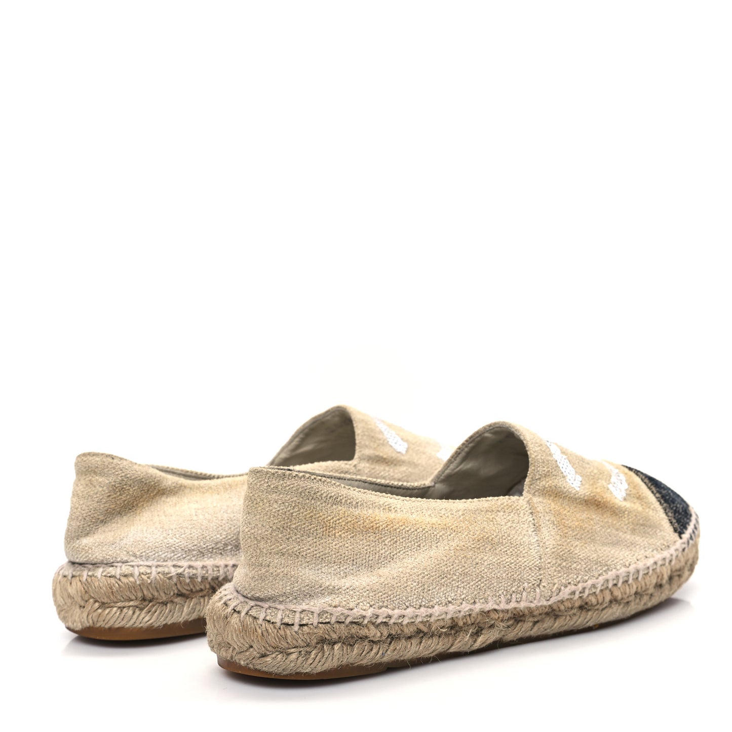 Linen Sequin CC Espadrilles 39 Beige Black