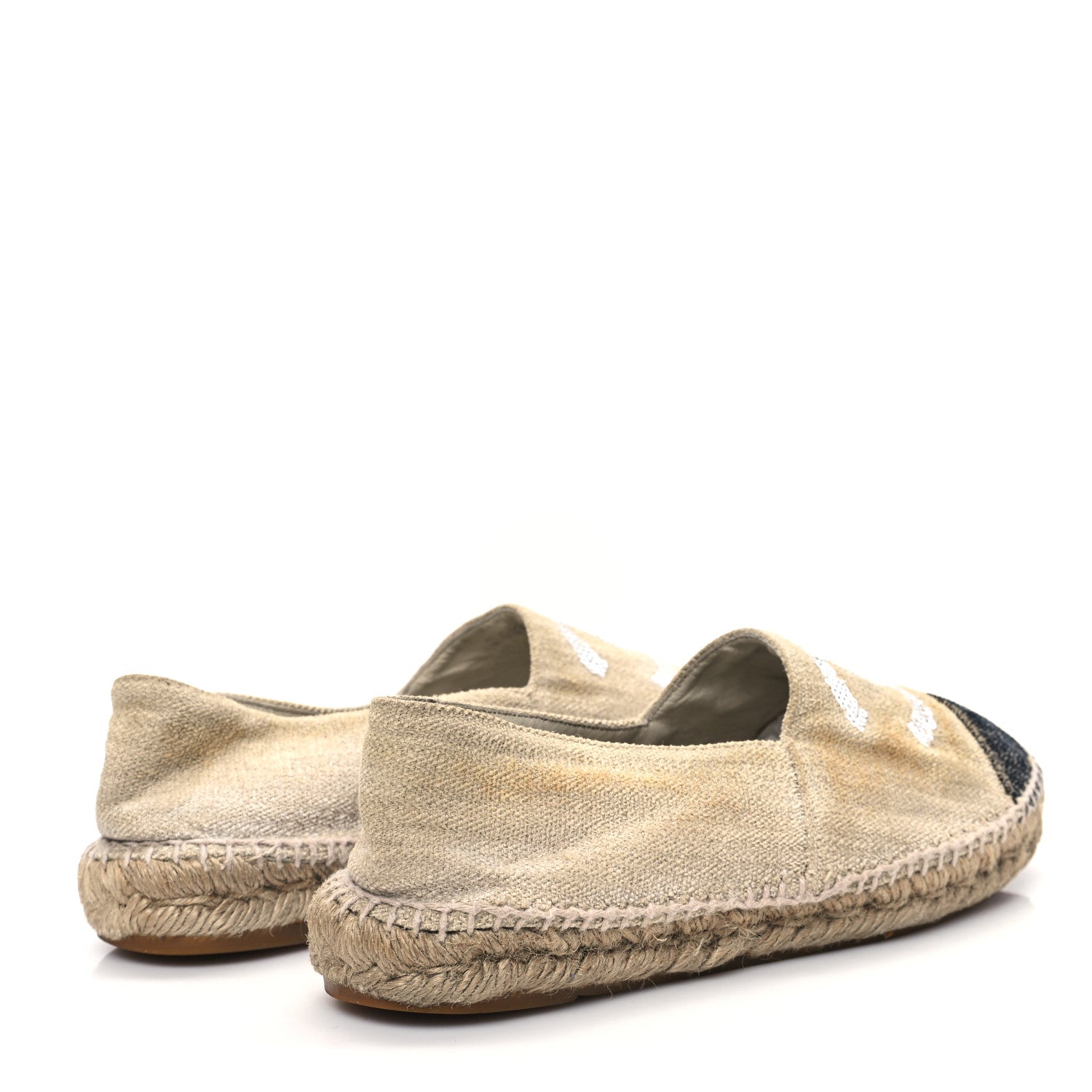 Chanel Linen Sequin CC Espadrilles 39 Beige Black 4 of 11