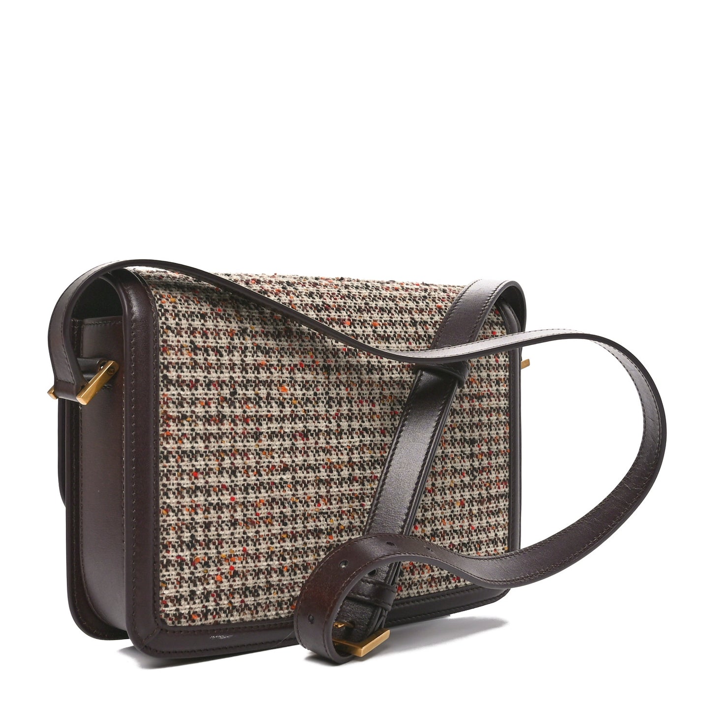 Tweed Houndstooth Medium Solferino Satchel Umber