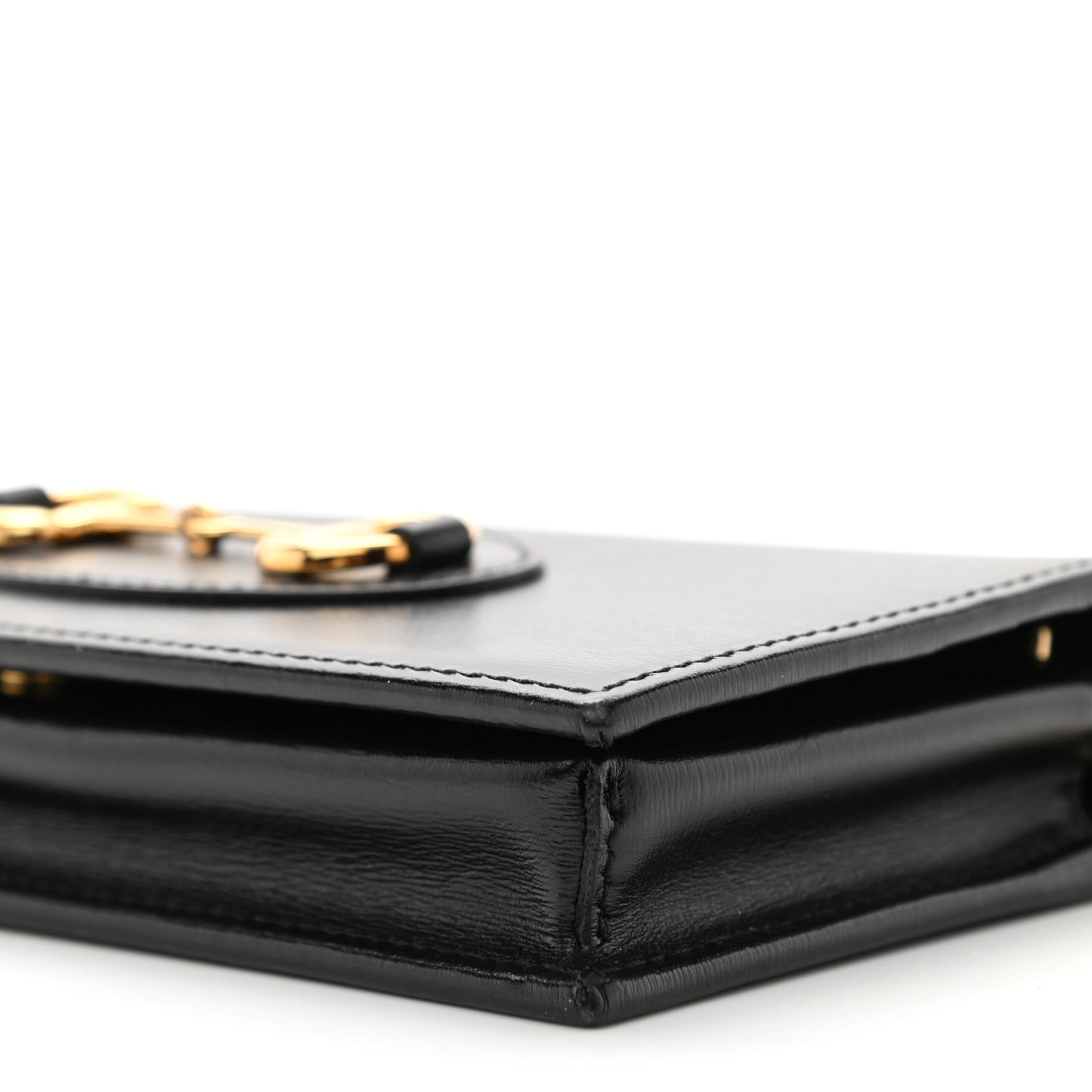 Boarded Plutone Calfskin Horsebit 1955 Wallet On Chain Black