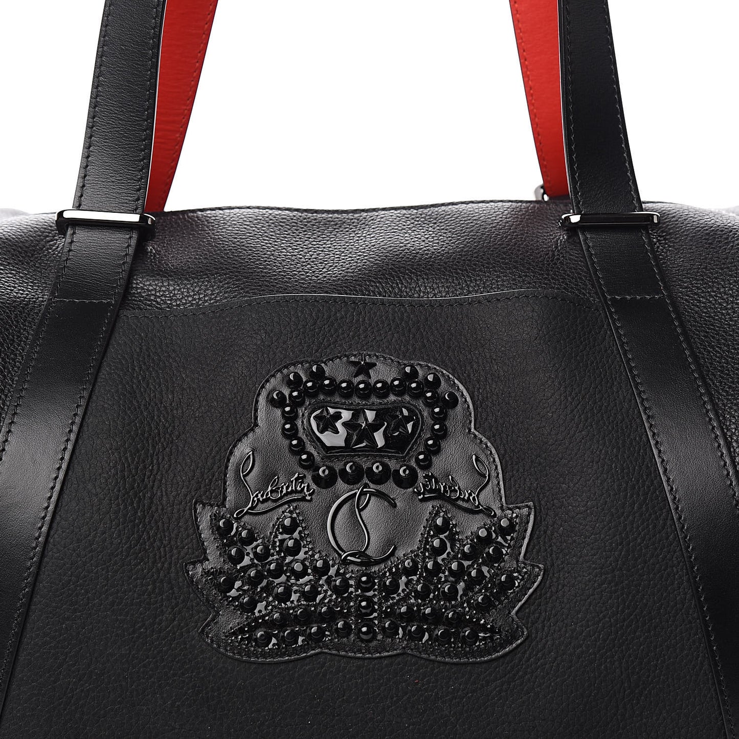 Grained Calfskin Studded Duffle Black