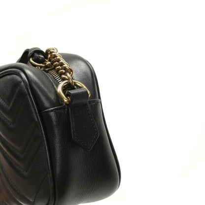Gucci Calfskin Matelasse Mini GG Marmont Chain Shoulder Bag Black 13 of 14