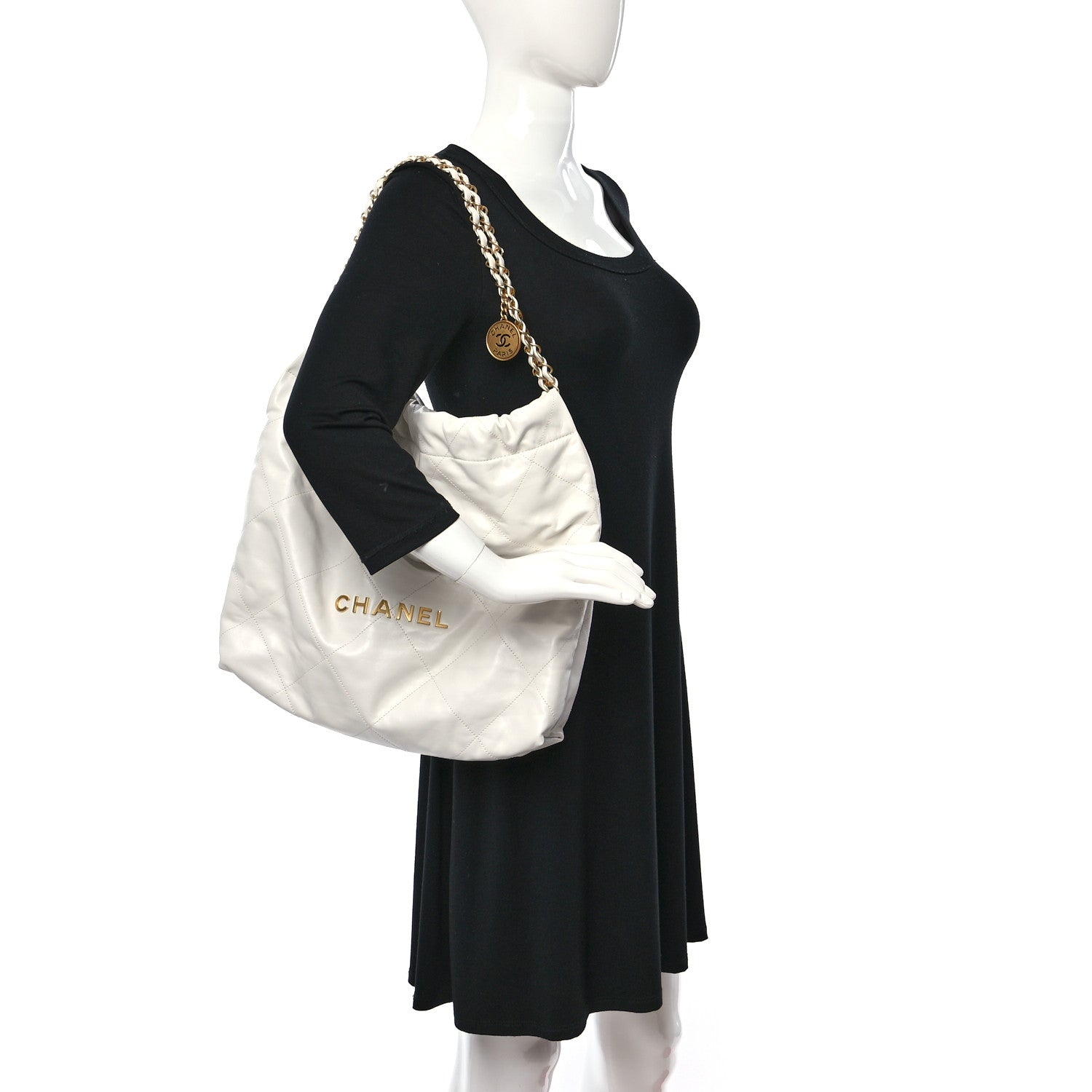 Chanel Shiny Calfskin Quilted Chanel 22 White 2 of 10