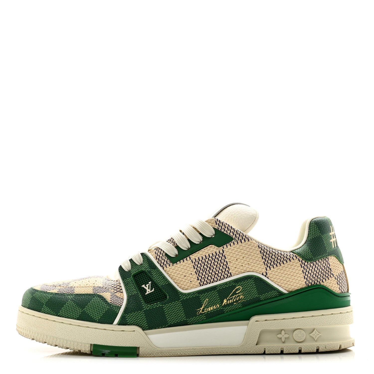 Louis Vuitton Damier Grained Calfskin Monogram Mens LV Trainer Sneakers Green 9 Green 1 of 9