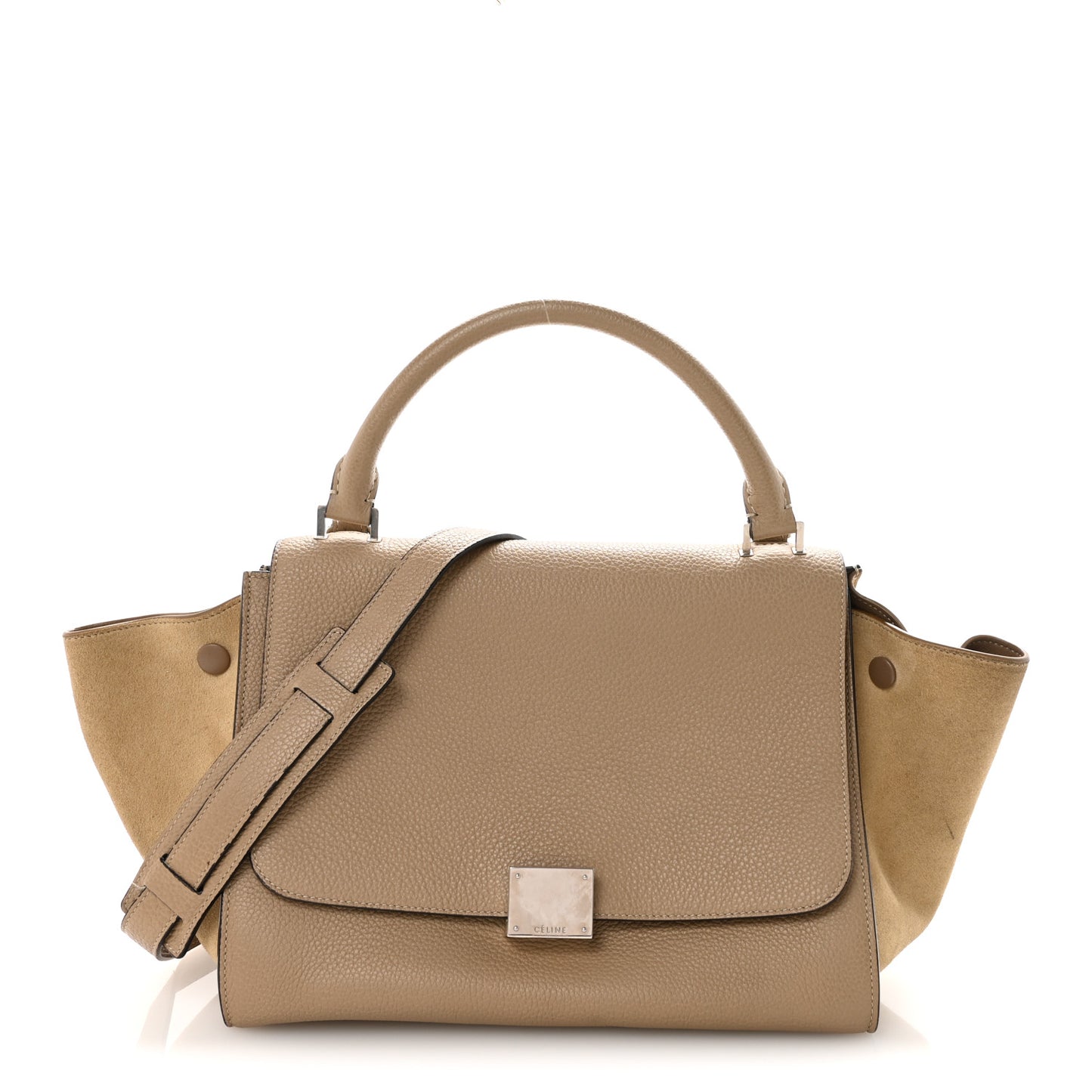 Drummed Calfskin Suede Medium Trapeze Dune