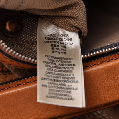 Burberry Grainy Calfskin Canvas Mega Check Medium Ashby Tassel Hobo Saddle Brown 11 of 16