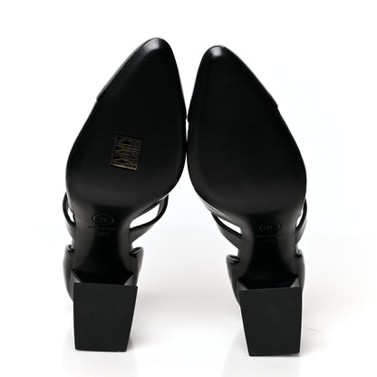Chanel Patent Goatskin Cap Toe Open Shoes 37.5 Black 5 of 7