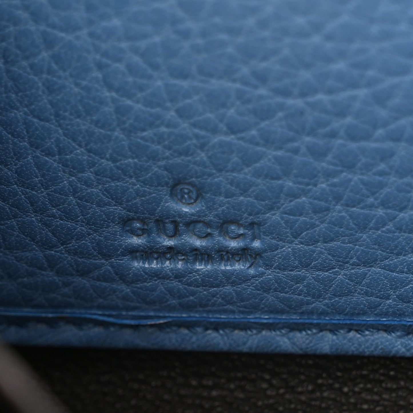 Pebbled Calfskin Bamboo Tassel Zip Around Wallet Blue