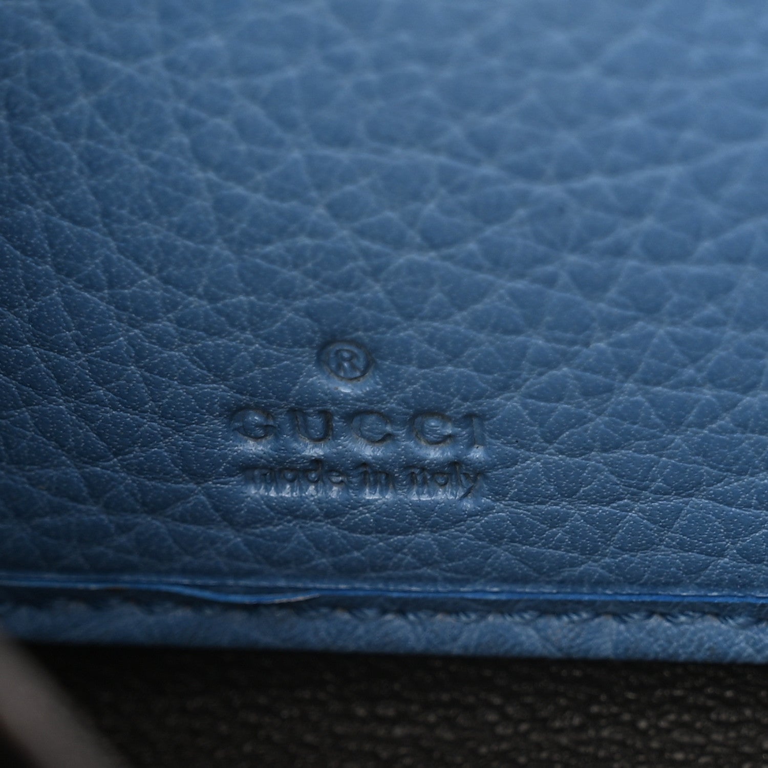 Gucci Pebbled Calfskin Bamboo Tassel Zip Around Wallet Blue 8 of 12